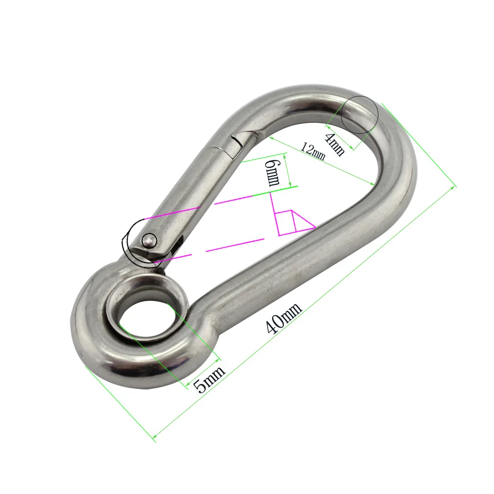 4Pcs 8mm Universal 316 Stainless Steel Snap Carbine Hooks Carabina Spring Loaded