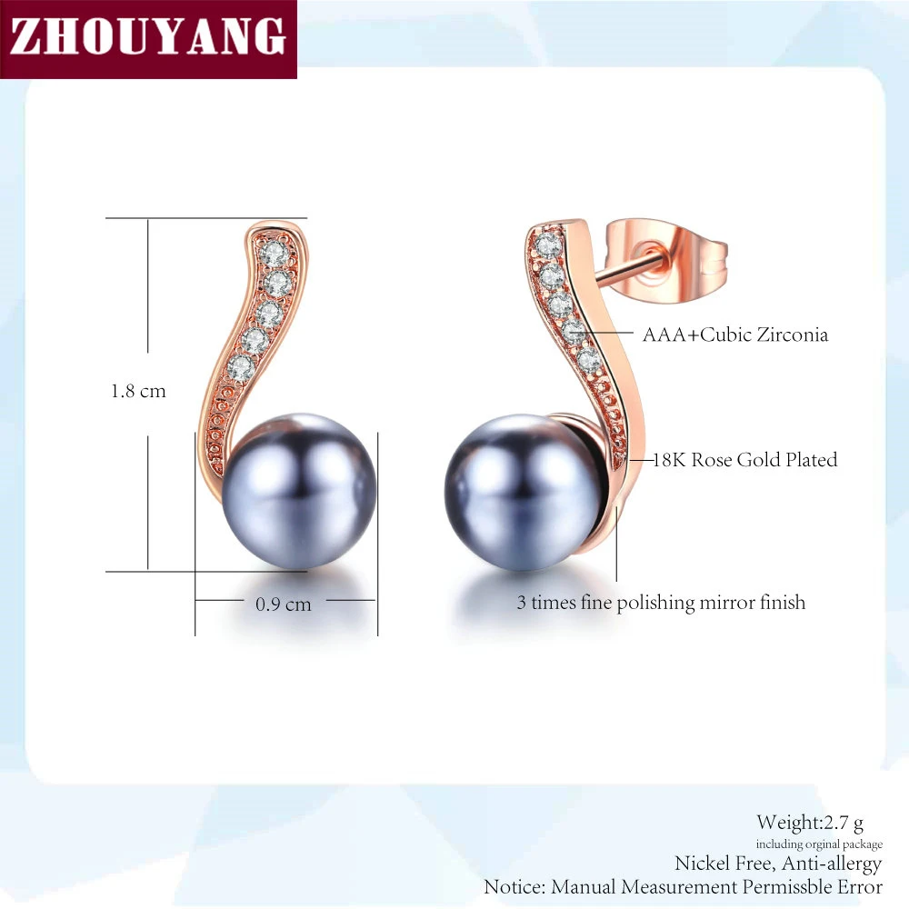 ZHOUYANG ZYS277 чёрный искусственный жемчуг цвета розового золота ювелирное изделие