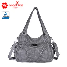 Angelkiss дизайн вместительные сумки женские большой кошелек на ощупь мягкий кожаный несколько верхней молнии карманы сумки на плечо