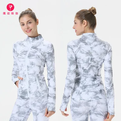 White snow printed Women Running Jackets Quick Dry Long Sleeve Sport Yoga Shirts Tops Fitness White snow printed Women Running Jackets Quick Dry Long Sleeve Sport Yoga Shirts Tops Fitness