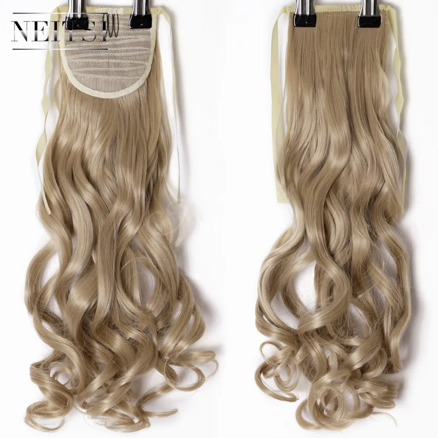 Neitsi вьющиеся длинные на заколке в хвосте волос накладной хвост с заколками синтетические волосы 18