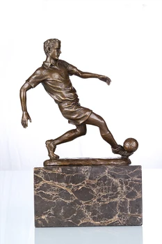 

23CM HOME OFFICE Living Room football club WINE BAR SHOP TOP COOL Ornament Samba Soccer football SPORT Bronze carving Sculpture