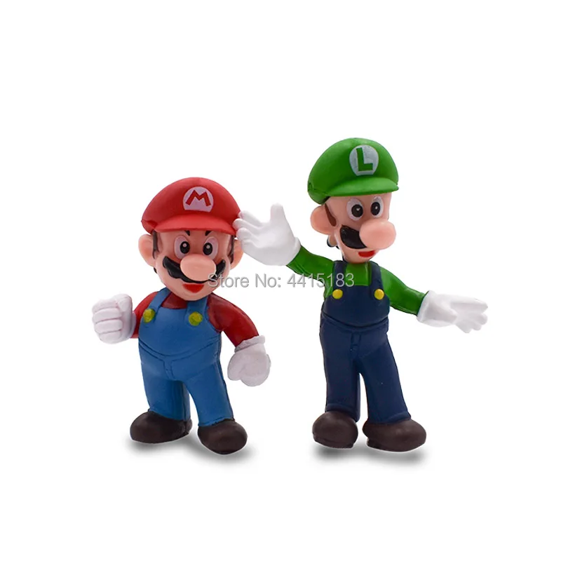 6 pcs/set Anime Super Mario Bros Peach Donkey Kong Yoshi Luigi Toad PVC Action Figure Doll Collectible Model Toy Christmas Gift