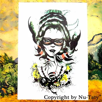 

SHNAPIGN Gothic Vampire Lady Temporary Body Art Flash Tattoo Stickers 21*15cm Waterproof Car Styling Home Decor Wall Sticker