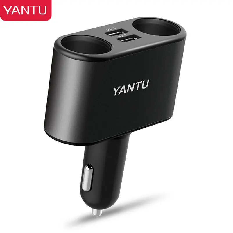 

YANTU USB Power Adapter Car Splitter Cigarette Lighter Socket With On Off Switch 12-24V Wireless Dual USB Charge 3.1A Black