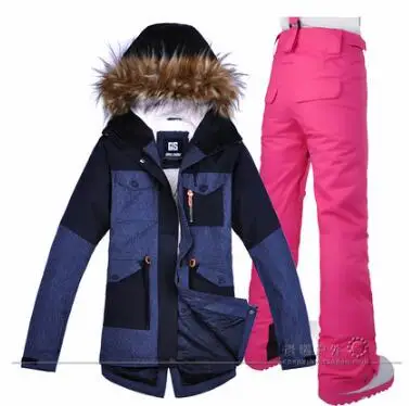 GSOU SNOW Waterproof Windproof Clothing for Women Winter Clothing Free shipping Women's Ski Suit Snowboard Suit Jacket+ Pant - Цвет: set 3