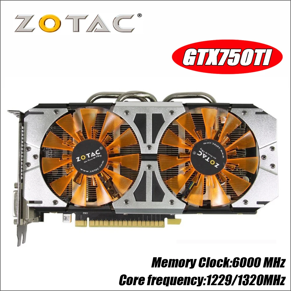 Оригинальная видеокарта ZOTAC GM170 GPU GTX 750Ti 2 Гб 128 бит GDDR5 видеокарта карта для nVIDIA GeForce GTX750 Ti 2GD5 750 1050