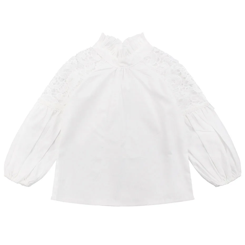 Весенняя белая блузка для девочек, кружевная блузка для девочек, рубашка с длинными рукавами для девочек 6, 8, 12 лет, Детская рубашка с цветочным рисунком, детская одежда для девочек-подростков