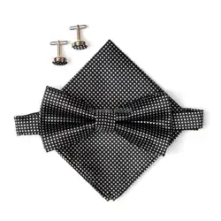 HOOYI 2019 Лидер продаж черный для мужчин's средства ухода за кожей Шеи комплект галстуков галстук бабочка Ханки Запонки бабочка карман