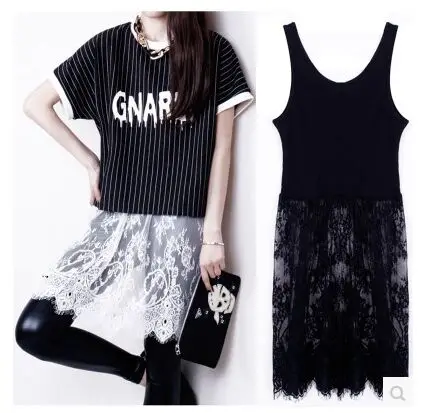 

2016 Girls Summer Style White black Dress Women Casual Solid Lace Strapless Sexy A-line Short Mini Dresses Vestidos