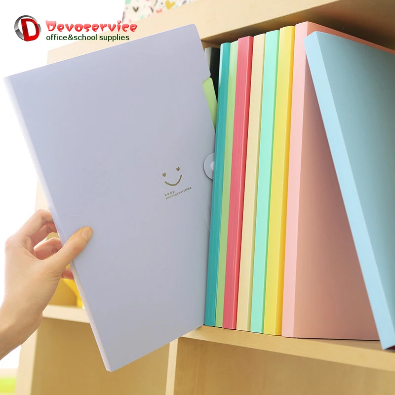 Новинка 4 цвета A4 Kawaii Carpetas Smile водонепроницаемая папка для документов 5 слоев