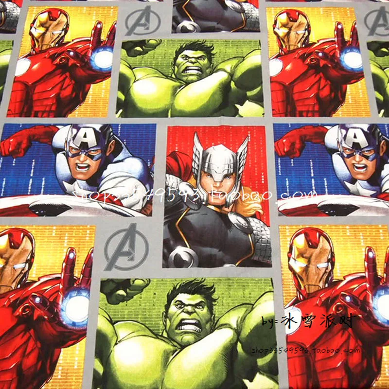 

140X100cm Marvel Super Hero The Avengers Bust Photos Cotton Fabric for Baby Boy Clothes Hometextile Patchwork DIY