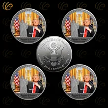 Donald Trump Silver Coin The White Hourse Silver Plated Coin The 45th President Metal Coin with Plastic Case Free Shipping