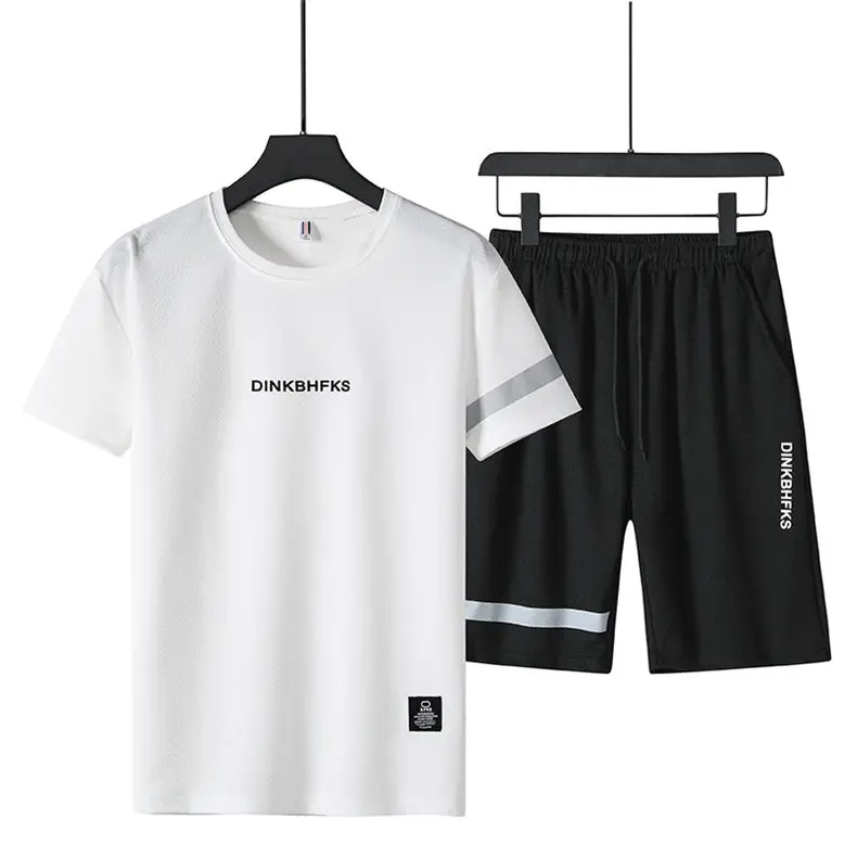 Pack of 2 Print T-Shirt&Shorts Summer Short Sets Men Casual Suits Homewear Tracksuit Male Sweatshirts Hoodies 4XL Top&Tees+Pant 03