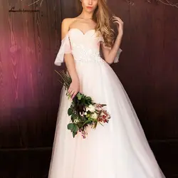 Lakshmigown милый розовый A Line свадебное платье 2019 рукав летучая мышь Vestido de Noiva свадебное платье с кружевом приталенные свадебные платья