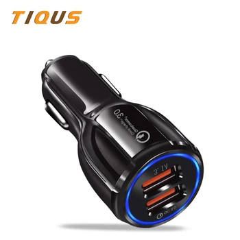 TIQUS Car Charger Quick Charge 3.0 QC 3.0 Fast Charging Adapter Dual USB Car-Charger For iPhone Samsung Phone Chargers