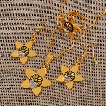 

Anniyo PNG Enga Pendant Necklaces Earrings Ring for Women Papua New Guinea Gold Color Jewelry Gifts #130606