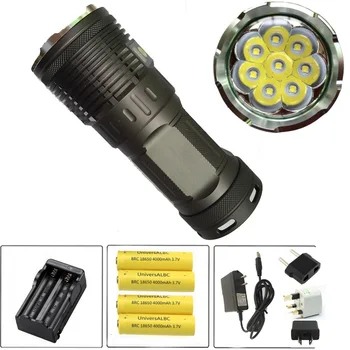 

Skyray King 8R8 8xCree XM-L R8 12000 Lumens LED Tactical Flashlight Torch BIke Lamp With LCD Display +4x18650 battery+2x Charger
