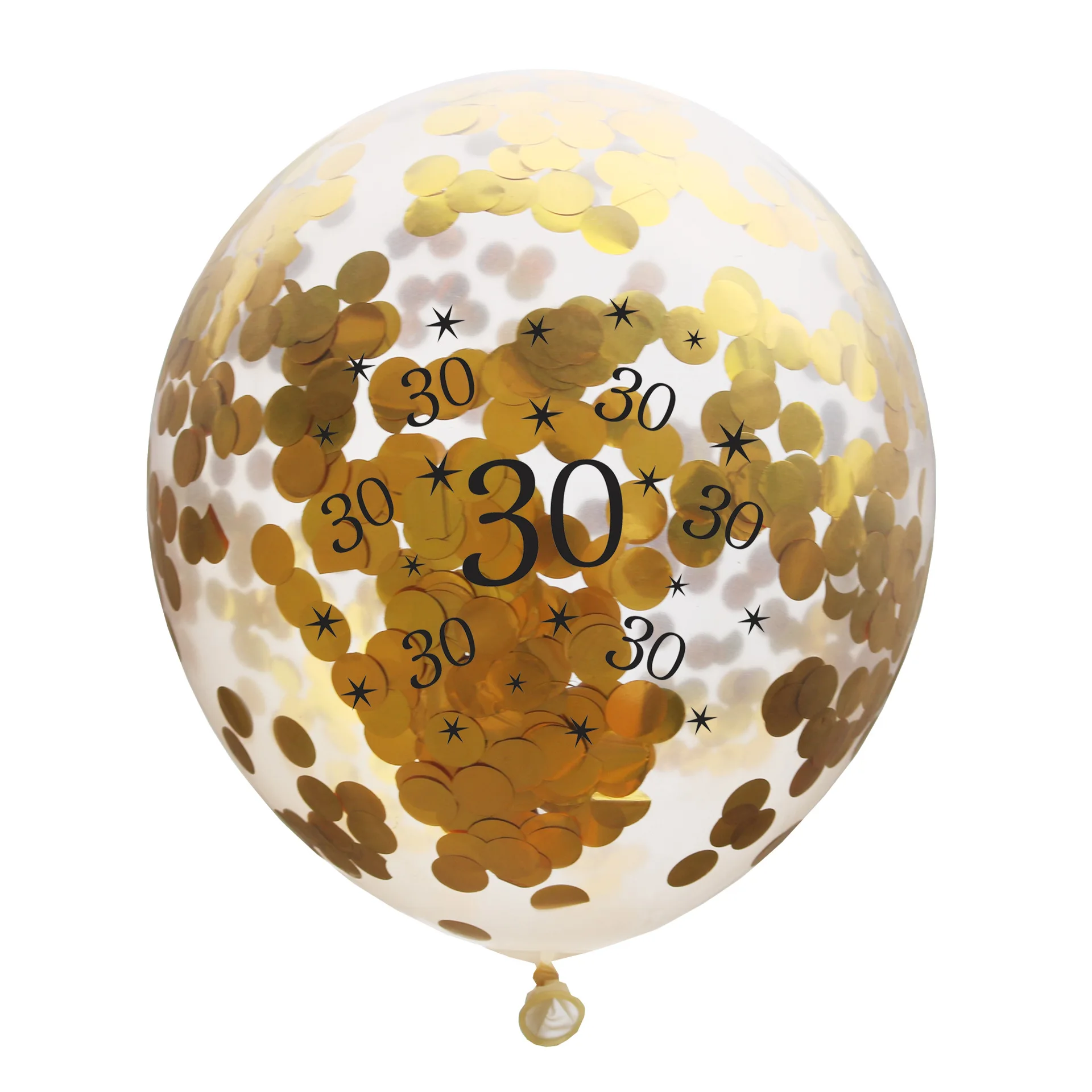 5 шт. 30th 40th 50th 60th 70th 80th с днем рождения прозрачный конфетти латексные шары юбилей день рождения украшения поставки - Цвет: 30 gold