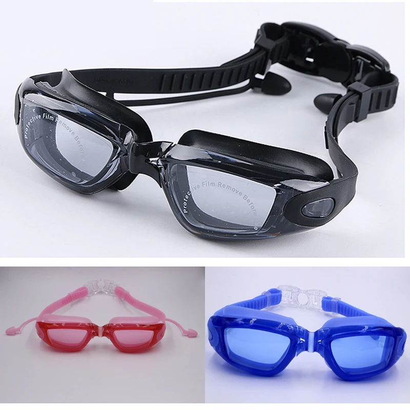 Queshark профессиональные силиконовые очки для плавания для близорукости, противотуманные или прозрачные УФ очки для плавания с ушной затычкой для мужчин и женщин