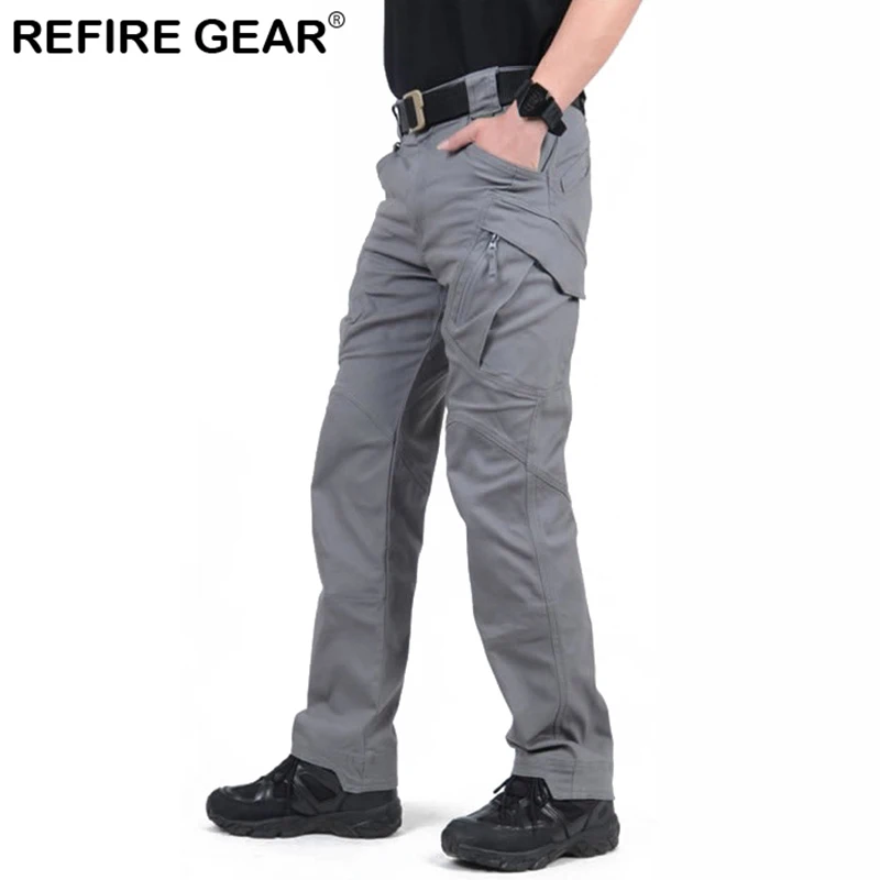 Мужские брюки ReFire Gear IX9 хлопковые для походов альпинизма с множеством карманов