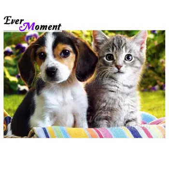 

Ever Moment Diamond Painting Dog Cat Full Square Drill Rhinestone Needlework Diamond Embroidery Cross Stitch 5D DIY Decor S2F554
