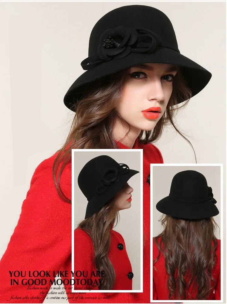 Charming Fedoras ! Women Fedora Hat for Woman Fedora Hats Wide Brim Fedora hat Women Wool  Fedoras Flora (25)