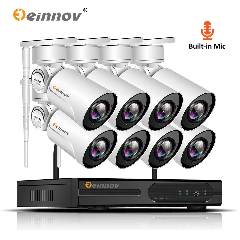 

Einnov 8CH 2MP PTZ Audio Record Outdoor Wireless Security Camera System Video Surveillance Kit IP Camera Home CCTV NVR Set HD