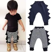 Boys Girls Baby Bottom Trousers Baggy Harem Pants PP Pants Striped Dark Blue Dinosaur Pants Baby Clothes Long Harem Pants 0~4Y