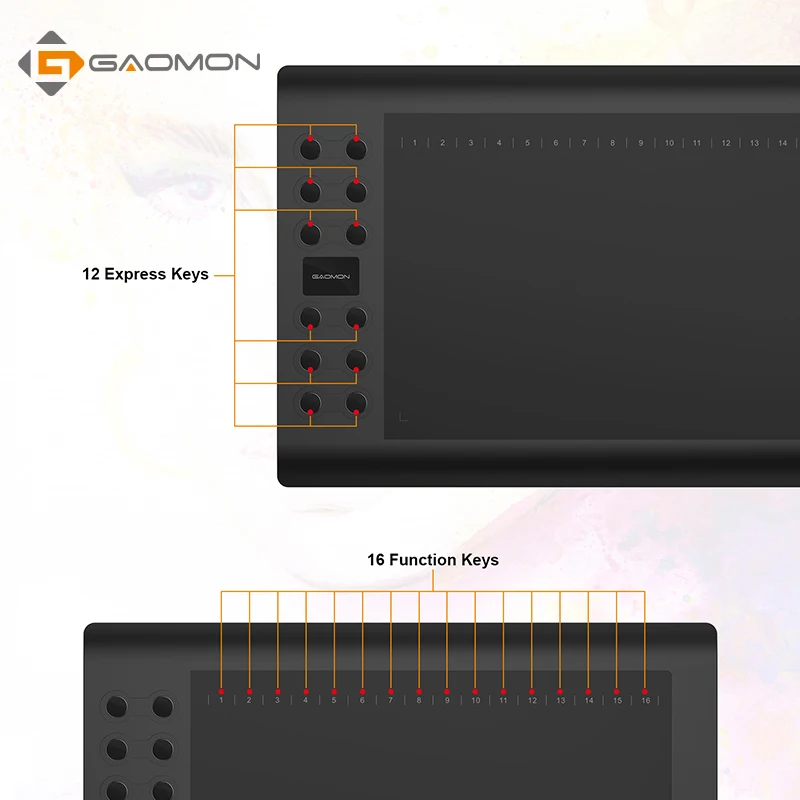 Original GAOMON 12 expresas llaves M106K Digital USB DrawingTablets de edición de fotos de dibujo c