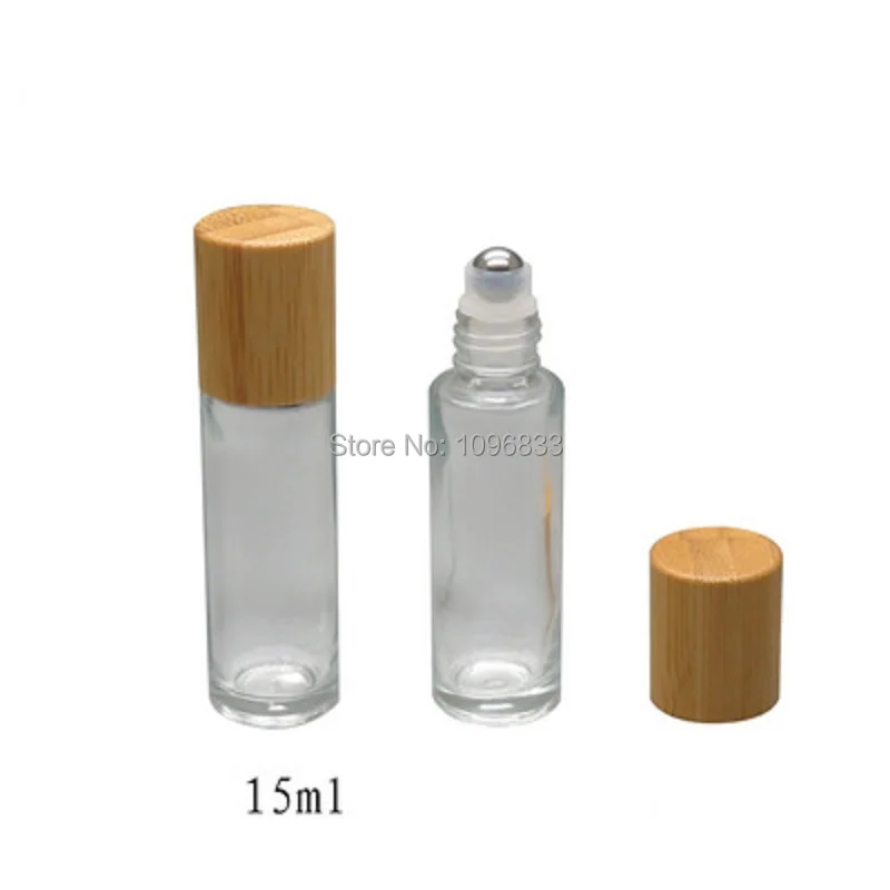 Эфирное масло 10 мл бутылка с роликом бамбуковая крышка прозрачная стеклянная бутылка бусина из нержавеющей стали духи флакон для