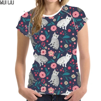 

Customized Women Tshirt 3D Kawaii Cat Print Female Wannna Shirt Elastic Comfortable Short Sleeve T-shirt Camisa Brasil Clothes