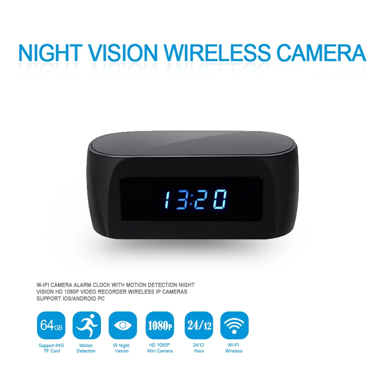 

Z16 HD 1080P Night Vision Wireless WIFI Electronic Clock Camera IP Remotely Monitor P2P CCTV Cam for Home Security mini camera
