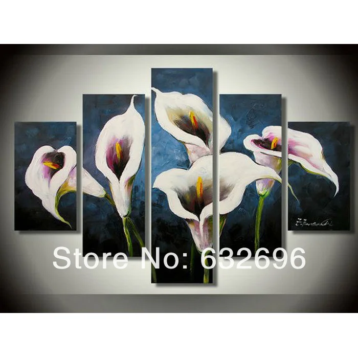 

5 Pieces Home Oil Paintings Wall Pictures for Living Room Calla Lily Wall Art Home & Garden Wall Art Artwork Painted Pictures