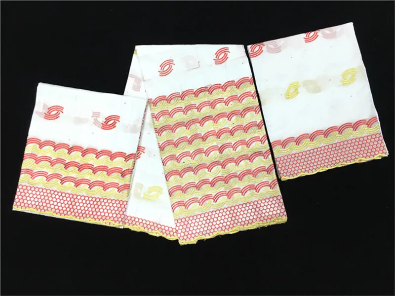 

(3yards+2yards+2yards) Elegant African embroidery cotton lace fabric with Swiss lace cloth for dress set FTCS1