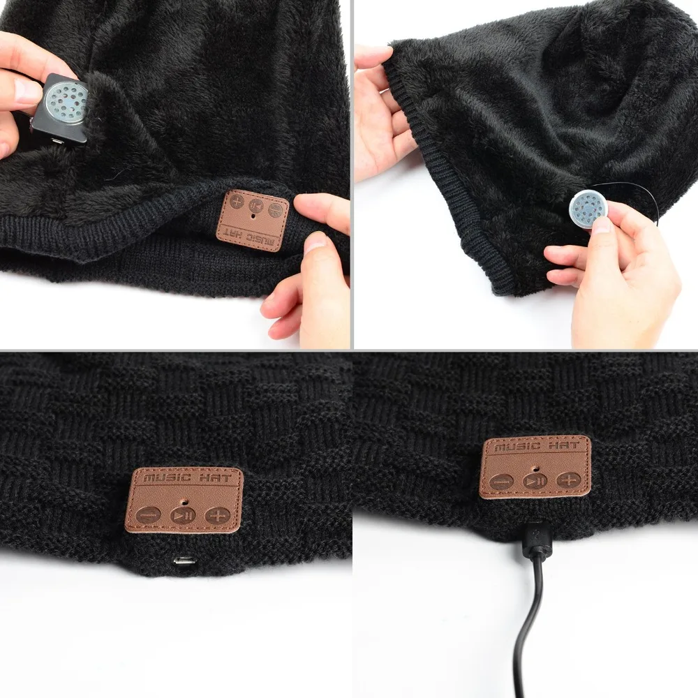Wireless Bluetooth Hat Earphone Soft Warm Soft Beanie Hat With Headset Stereo Speaker Handsfree Headphone for Samsung iPhone LG