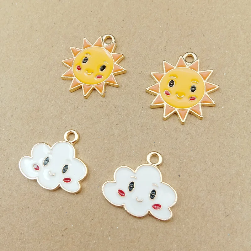 

10pcs smiling face clouds charm sun charms for jewelry making fashion charm earring pendant metal charm