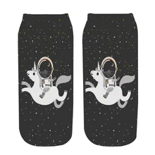 Бег цыпленок Космос астронавт Единорог 3d печать женские носки до голени Новинка