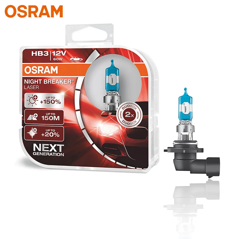 

OSRAM Night Breaker Laser Next Generation 9005 HB3 12V 60W P20d Car Head Light Auto Fog Lamps +150 Brightness 9005NL (Twin)