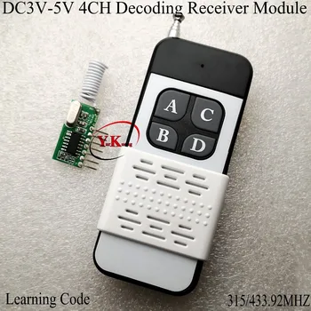 

DC 3V-5V 4CH Decoding RF Receiver Module RX 3.3V 3.6V 3.7V 4.2V 5V Wireless Remote Control Module for MCU Relay Driver 315 433