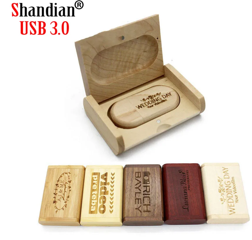 

SHANDIAN USB 3.0 (10 PCS free LOGO)maple usb with box USB flash drive pendrive 4GB 16GB 32GB 64GB customer LOGO photography gift
