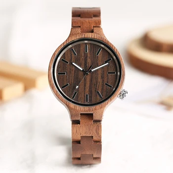 

2018 New Arrival Women Quartz Full Wood Strap Watches Elegant Handmade Brown Nature Bamboo Wooden Bracelet Watch Ladies Gifts