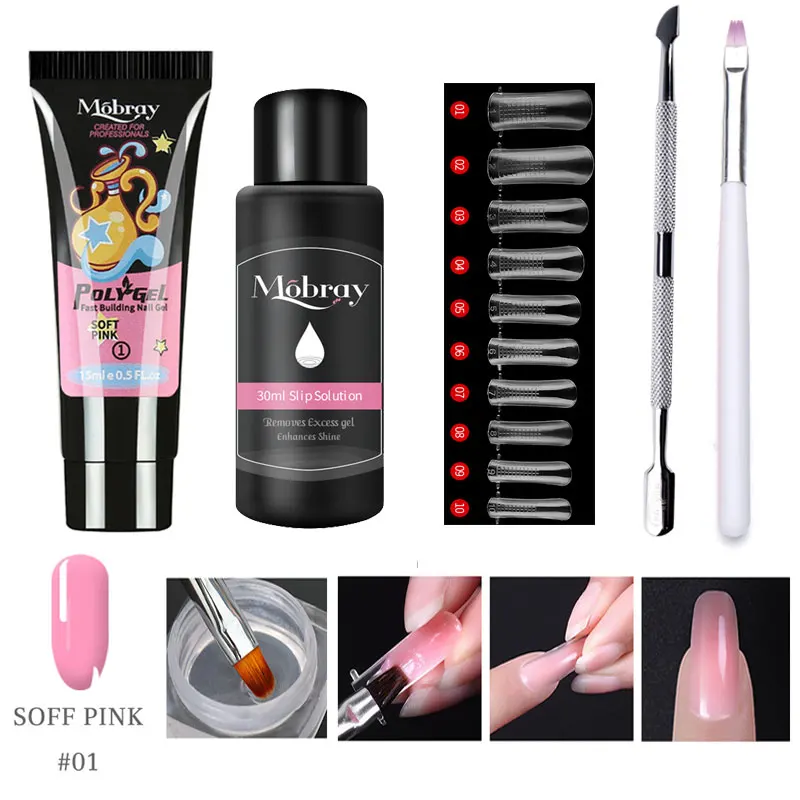 

15ml Poly Gel Builder Extention Gel Kit Nail Art French Nail Art Clear Camouflage Nail Tip Form Crystal Uv Gel Slice Brush Nail