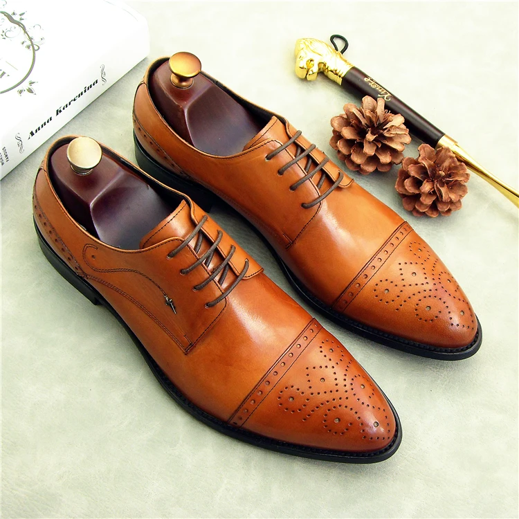Negocios Primavera Cuero Zapato Moda 3 Genuino Tallada Boda 2 Hombres De 1 Derby La Rendimiento Borgues Oxfords Zapatos B7qB0w