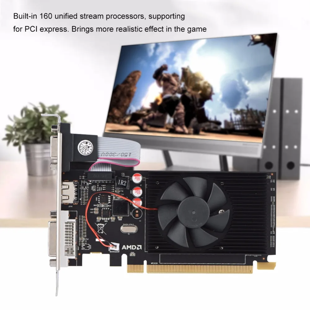 

Graphics Cards 64 Bit HD6450 2GB DDR3 HDMI Graphic Video Card PCI Express for Radeon Gaming