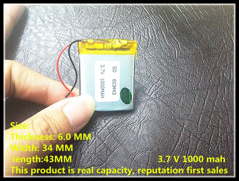 

Factory Direct MP3, MP4, navigation , security instrument-specific polymer battery 603443 3.7V 1000mah