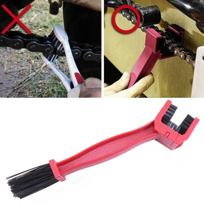 

Portable Cycling Motorcycle Bicycle Gear Chain Clean Brush Cleaner Cleaning Tool Red Outdoor Cleaner Scrubber Tool