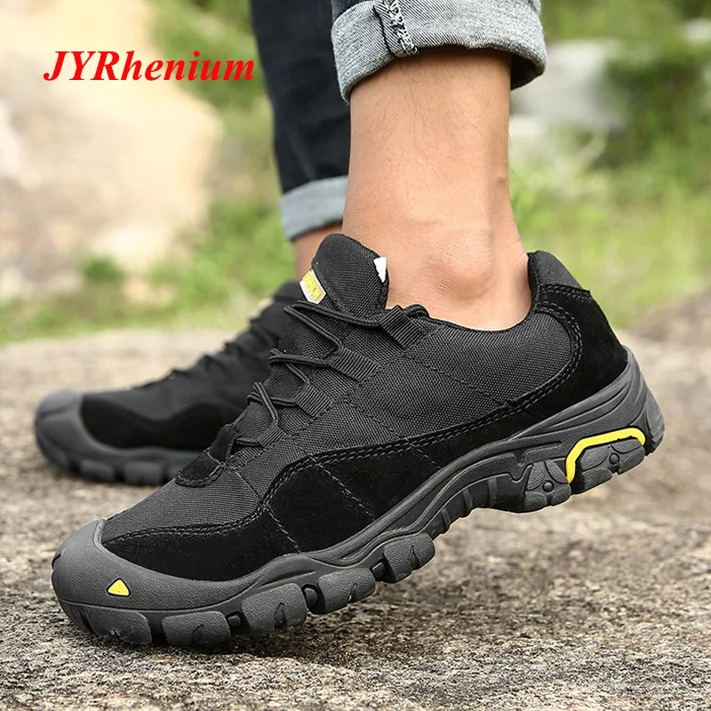 

JYRhenium Waterproof Men Hiking Shoes Anti-collision Toe Cap Trekking Boots Yarn Trail Camping Climbing Hunting Sneakers Big Siz