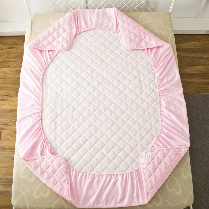1 шт. розовая кровать стеганый водонепроницаемый наматрасник 160x200 см хлопок стеганый наматрасник защитный чехол съемный с резинкой
