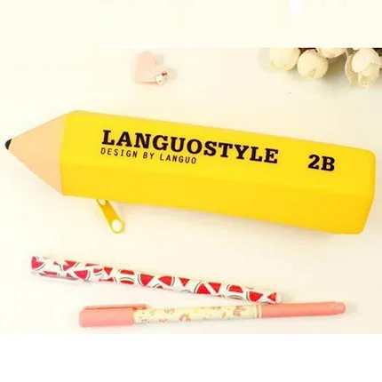 Kawaii творческий большой Горячие школьные силикатный гель-карандаш коробка для мешков LG-7422 для мальчиков и девочек, школьные принадлежности подарок - Цвет: yellow